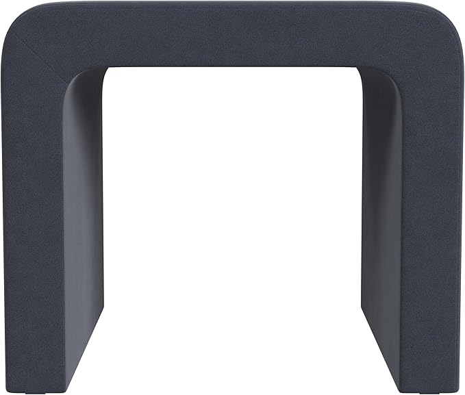 HomePop Modern Arch Velvet Ottoman Home Décor|Ottoman for Living Room & Bedroom - Steel Blue Velvet