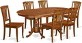 East West Furniture PLAV7-SBR-W 7 Piece Dining Room Furniture Set Consist of an Oval Wooden Table with Butterfly Leaf and 6 Kitchen Dining Chairs, 42x78 Inch, Saddle Brown