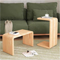 C Shaped End Table, Solid Wood C Side Table for Couch Sofa and Bed, Sofa Tables That Slide Under for Space Saving, Small Snack C Tables for Living Room Bedroom (H 24.4″ - Wood, 2)