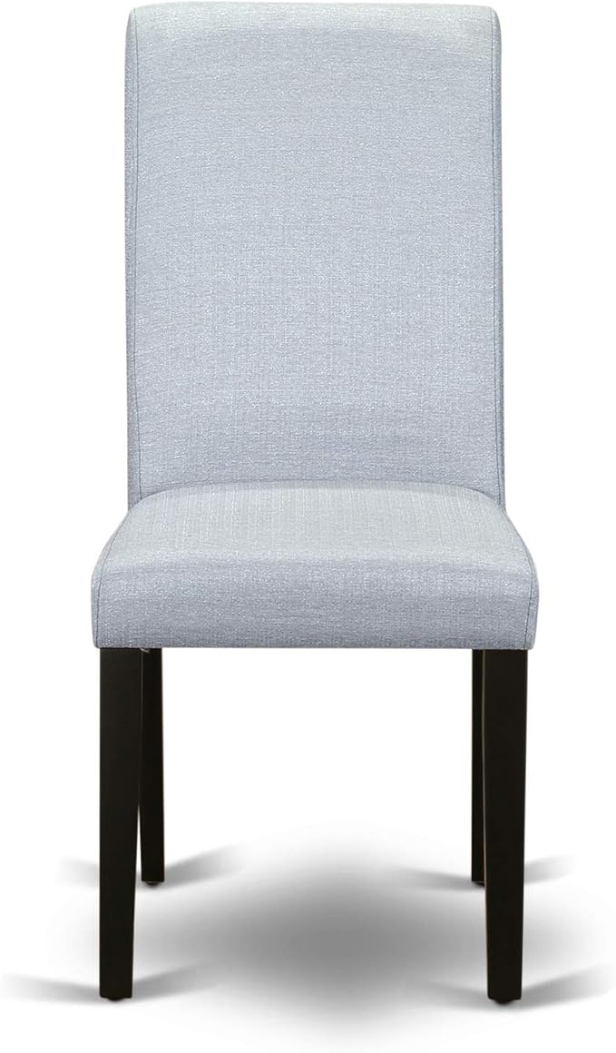 East West Furniture LGBA9-BLK-05 9 Piece Dining Room Furniture Set Includes a Rectangle Wooden Table with Butterfly Leaf and 8 Grey Linen Fabric Parsons Chairs, 42x84 Inch, Black
