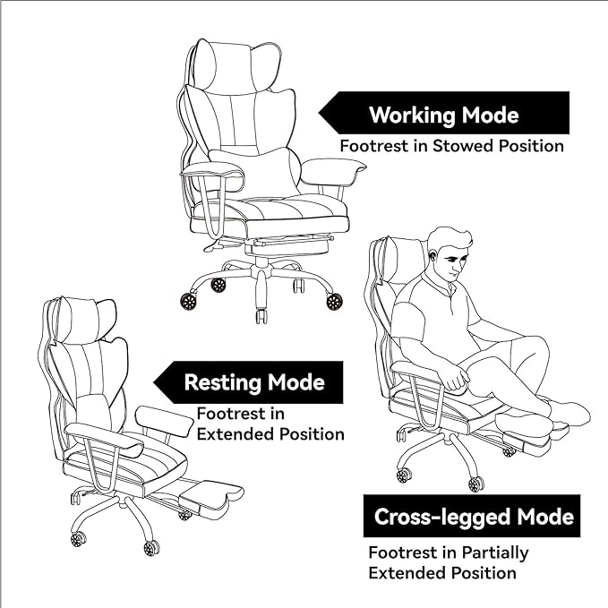 Efomao Big and Tall Office Chair 400lbs – High Back PU Leather Executive Chair with Lumbar Support, Footrest, Swivel Base, Padded Armrests, and Rolling Wheels for Home Office, Brown Computer Chair