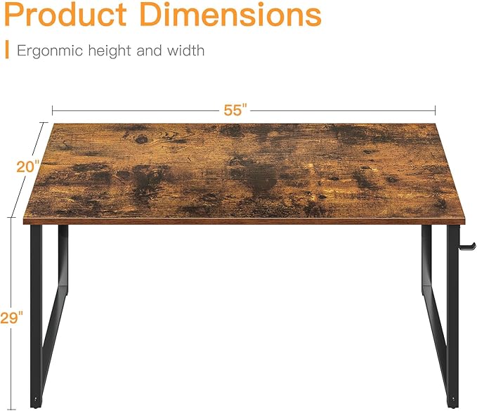 Coleshome 54 Inch Computer Desk, Modern Simple Style Desk for Home Office, Study Student Writing Desk, Vintage