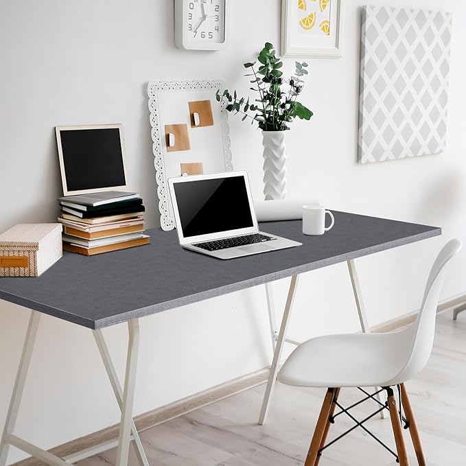 Kaboon Universal Tabletop 45"x20", Solid One-Piece Melamine Table Top, L-Desk Floating Desk DIY, Home and Office,Fabric Blue