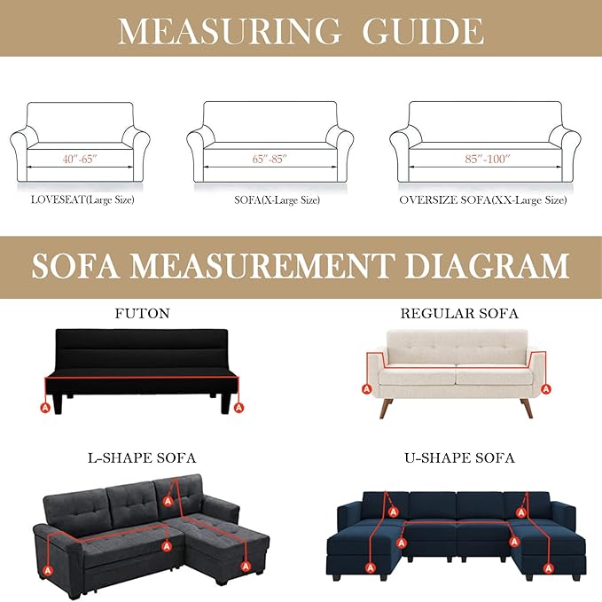 HANDONTIME Khaki Loveseat Covers Couch Cover for Dogs Cats Solid Sofa Covers for 3 Cushion Couch Machine Washable Couch Covers for Sectional Sofa L Shape Chenille Sofa Slipcover Soft, 71" X150"
