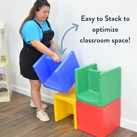 Children's Factory 3-in-1 Cube Chair for Kids, Flexible Seating Classroom Furniture, 4-Pack