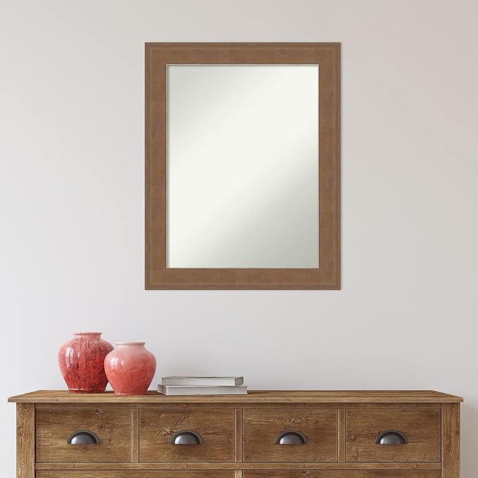 Amanti Art Grey Bathroom Mirror for Over Sink, 29x23 Alta Brown Grey Rectangle Vanity Mirror, Medium Country Rustic Frame, Hangs Horizonally and Vertically, Bathroom Wall Decor, Non-Beveled Edge