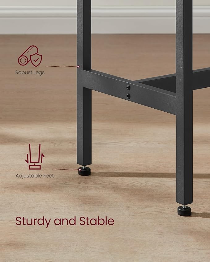 VASAGLE Bar Table, Narrow Long Kitchen Dining Table, Sturdy Metal Frame, Industrial, 15.7 x 55.1 x 35.4 Inches, Ebony Black and Ink Black ULBT140B56