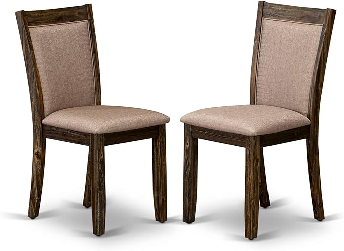 East West Furniture V797MZ716-9 9 Piece Dining Room Table Set Includes a Rectangle Kitchen Table with V-Legs and 8 Dark Khaki Linen Fabric Parson Dining Chairs, 40x72 Inch, Multi-Color