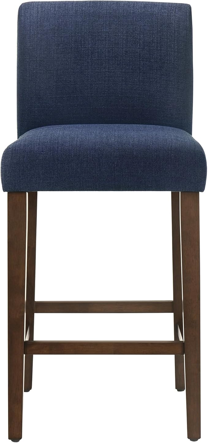 CHITA Counter Height Bar Stools Set of 2, 27" H Seat Height Upholstered Barstools, Fabric in Midnight Blue