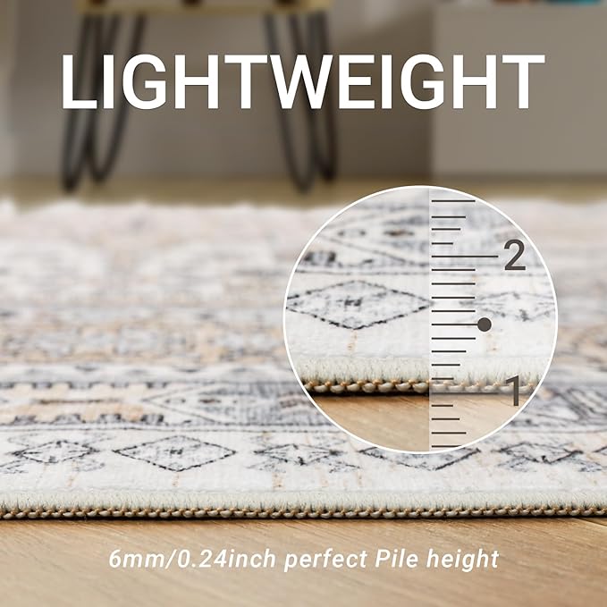 zesthome Washable Runner Rug 2.5x12 - Stain Resistant Entryway Rug,Ultra-Thin Kitchen Rugs, Anti Slip Backing Runner Rugs for Entrance Laundry Room Indoor Hallway (Beige,2.5'x12')