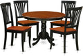 East West Furniture HLAV5-BCH-W 5 Piece Modern Dining Table Set Includes a Round Wooden Table with Pedestal and 4 Kitchen Dining Chairs, 42x42 Inch, Black & Cherry
