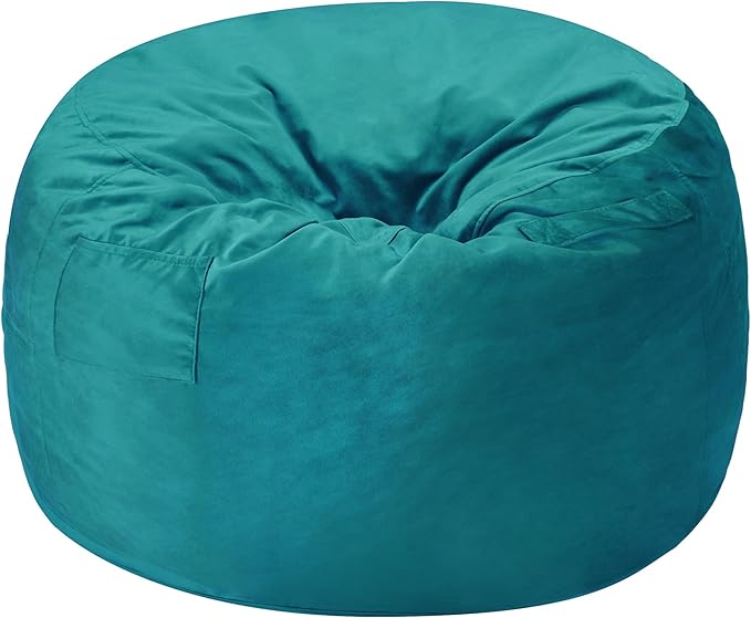 Homguava 5 FT Bean Bag Chair: 5' Bean Bags with Memory Foam Filled, Large Beanbag Chairs Soft Sofa with Dutch Velvet Cover-Sea Blue
