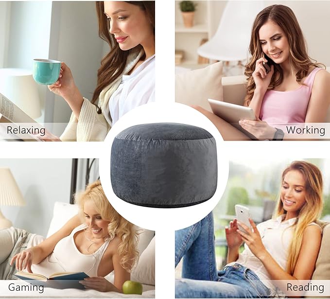 5 Ft Bean Bag Chairs for Adults with Memory Foam Filling, Comfy Bean Bag Sofa with Filler Included, Soft Dutch Velvet Fabric Beanbags,5 Foot, Grey