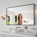 Bathroom Mirror 36x48 Black Bathroom Wall-Mounted Mirrors, Modern Vanity Mirror for Bedroom, Living Room, Aluminum Alloy Frame Allow to Hang Horizontally or Vertically