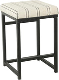 HomePop Home Decor | Modern 24-Inch Counter Stool | Backless Metal Frame Bar Stools Counter Height | Decorative Home Furniture, Black and White Stripe
