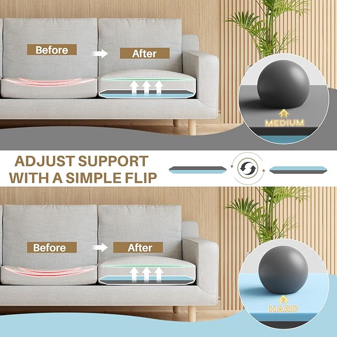 Couch Cushion Support for Sagging Cushions 20''x20'', Two in One Sofa Cushion Support to Repair Sagging Seats, Lift Saggy Seats, Extend Couch's Life, Blue & Grey 2PCS