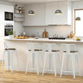 30 Inch Swivel Bar Stools Set of 4, Counter Height Bar Stools with Low Back, Metal Industrial Bar Chairs for Kitchen Island (White)