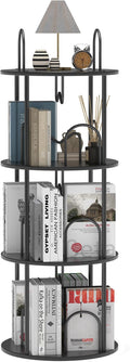 3 Tier Rotating Bookshelf, 360° Spinning Bookshelf Tower, Round Narrow Space Saving for Books and Display, Revolving Bookcase Corner Tall Book Shelf for Small Spaces, Bedroom, Living Room, Black
