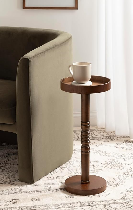 Kate and Laurel Bellport Farmhouse Round Drink Table; 10 x 10 x 22; Natural Rustic; Decorative Coastal Martini Table for Use as Charming Indoor Plant Stand or Living Room Pedestal Table