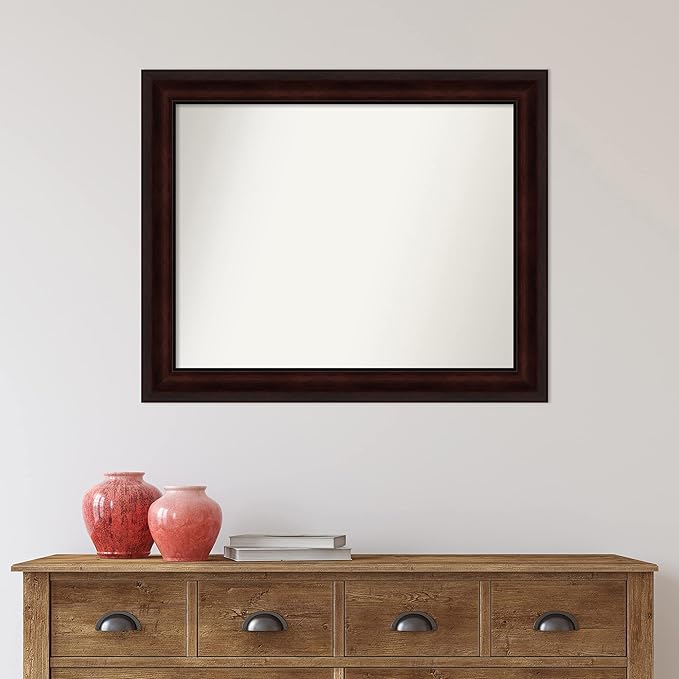 Amanti Art Silver Bathroom Mirror for Over Sink, 26x32 Classic Honey Silver Rectangle Vanity Mirror, Large Casual Frame, Hangs Horizonally and Vertically, Bathroom Wall Decor, Non-Beveled Edge