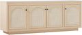 Walker Edison Sasha 4-Door Sideboard Buffet with Arched Rattan Panels, 70 Inch, Coastal Oak
