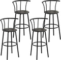 VECELO Bar Stools Set of 4, Swivel Counter Barstools with Backrest, Bar Height Chairs for Dining Room, Kitchen Island, Pub, Easy Assembly, Grey