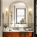 Arch Bathroom Mirror, 26x38 inch Arched Bathroom Mirror/Wall Mounted Vanity Mirror - Arch Metal Frame Wall Mirror for Bathroom Bedroom Living Room, Gold