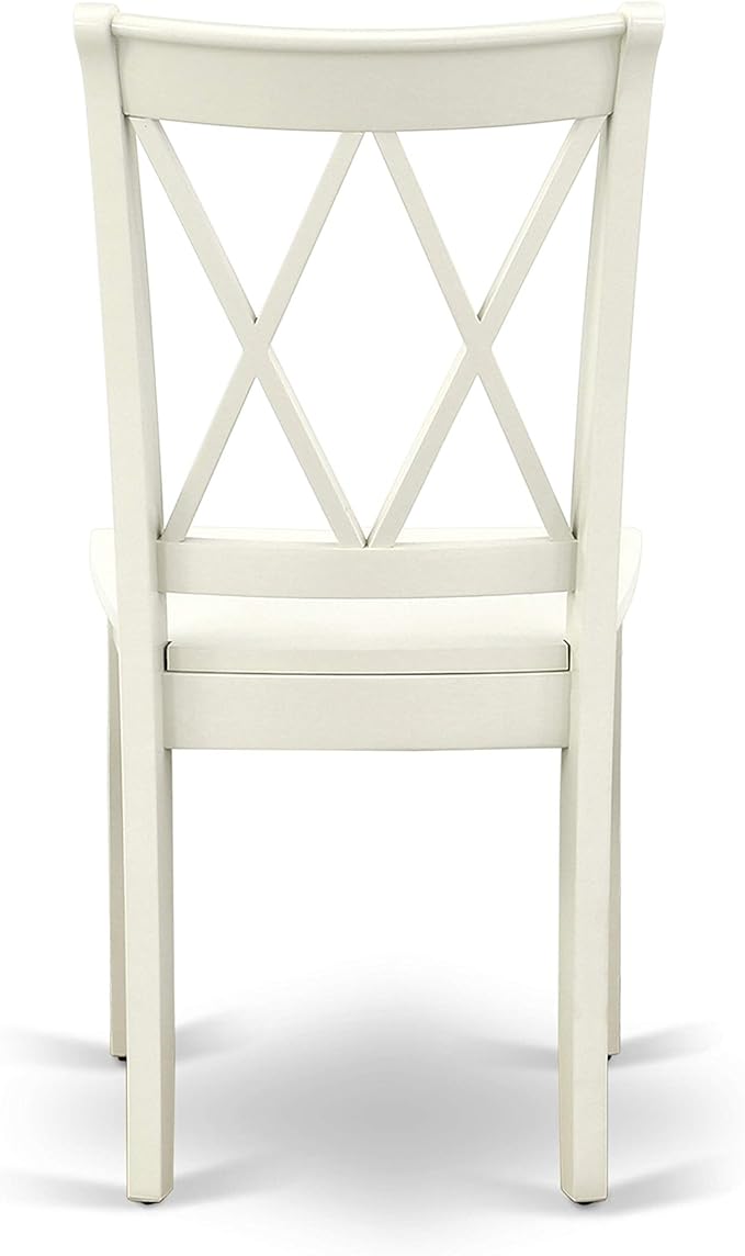 East West Furniture HBCL3-LWH-W 3 Piece Dinette Set for Small Spaces Contains a Round Dining Table with Pedestal and 2 Dining Chairs, 42x42 Inch, Linen White