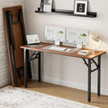 Frylr Small Folding Computer Desk – Portable 55.1 Inch Foldable Laptop Table, Collapsible and Compact for Easy and Fast Setup, Lightweight for Small Spaces, Home Craft and Study Use, Dark Walnut