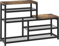 Shoe Rack Bench Shoe Storage Organizer with Seat, 5-Tier Industrial Free Standing Shoe Rack for Entryway, Narrow Shoe Rack Organizer Shelves for High Heels, Entryways, Hallways, Closets,Brown