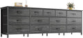 Huuger 70 Inch Dresser for Bedroom, TV Stand for 65, 75, 80 Inch TV, 13 Fabric Drawer Long Dresser, Large Entertainment Center for Bedroom, Wide Chest of Drawer with Storage, Charcoal Black