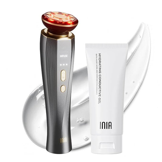 INIA 3-in-1 Skin Tightening Device True Beauty Glow Facial Massager Red Light Therapy for Face and Neck
