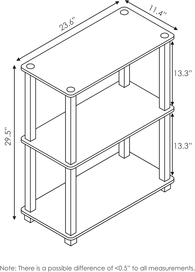 Furinno Turn-S-Tube 3-Tier Compact Multipurpose Shelf 2-Pack, Black/Grey