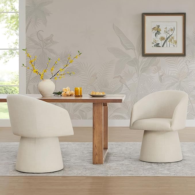 Swivel Dining Chairs Modern Accent Armchair Side Deskchair for Diningroom Vanity Bedroom Livingroom Reading Room,Linen,1 Box