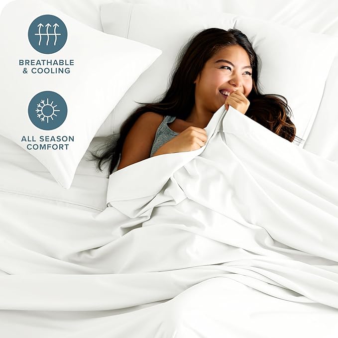 Bare Home Twin Sheet Set - 1800 Ultra-Soft Microfiber Twin Bed Sheets - Double Brushed - Deep Pockets - Easy Fit - Extra Soft - 3 Piece Set - Bedding Sheets & Pillowcases (Twin, Cream)