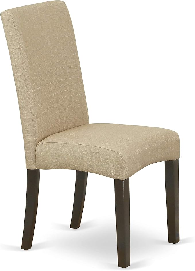 East West Furniture HEDR5-CAP-03 5 Piece Dining Room Furniture Set Includes a Rectangle Dining Table with Pedestal and 4 Brown Linen Fabric Parsons Chairs, 42x72 Inch, Cappuccino