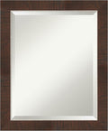Amanti Art Brown Wall Mirror 23x19 Wildwood Brown Narrow Rectangle Bathroom Mirror for Wall Decor Living Room, Small Rustic Farmhouse Frame, Hangs Horizonally and Vertically, Bathroom Decor, Beveled
