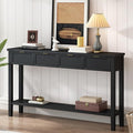 Ball & Cast 60“ Contemporary 4 Drawers Console Table, Long Narrow Entryway-Table with Drawer & Shelf, Modern Storage Sofa Tables, Farmhouse Wood Couch-Tables for Entrance Hallway Living,Black