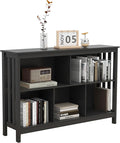 TaoHFE Short Bookshelf with 2-Layer 5 Cube Shelf,Wooden Bookcase Modern Minimalist Style, Horizontal Bookshelf for Living Room, Classroom, Bedroom, Book Shelf with Storage Cube Bookcase, Black