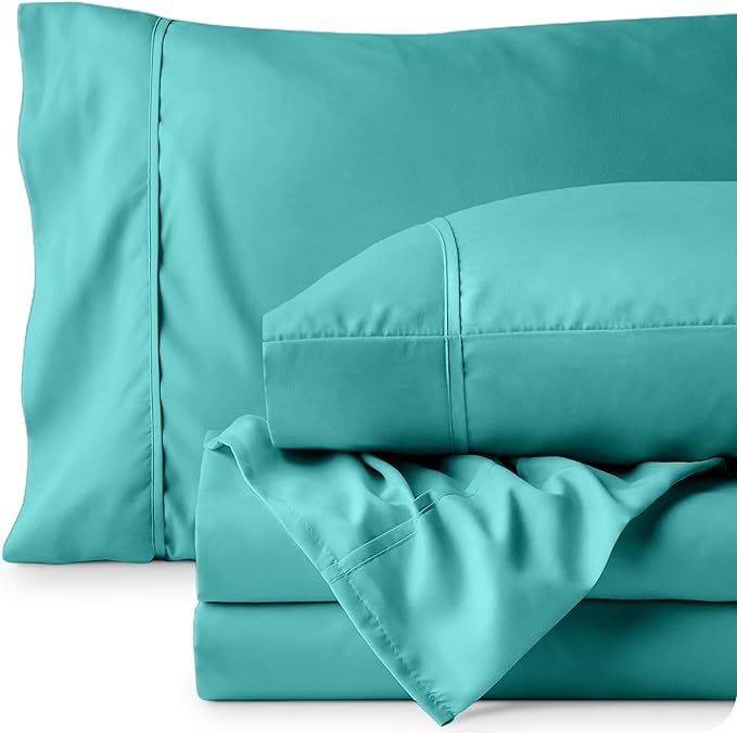 Bare Home Queen Sheet Set - Luxury 1800 Ultra-Soft Microfiber Queen Bed Sheets - Double Brushed - Deep Pockets - Easy Fit - 4 Piece Set - Bedding Sheets & Pillowcases (Queen, Turquoise)