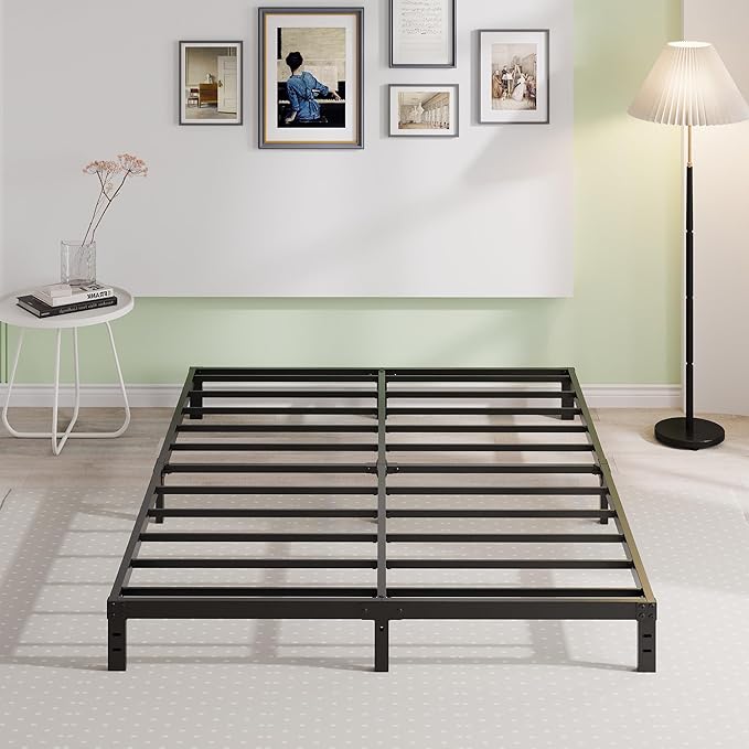 EMODA 10 Inch Full Size Bed Frame Heavy Duty Metal Platform No Box Spring Needed, Easy Assembly Noise Free, Black