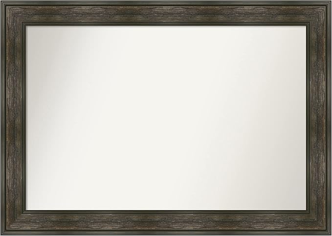 Amanti Art Grey Bathroom Mirror for Over Sink, 28x40 Pinstripe Plank Grey Narrow Rectangle Vanity Mirror, Large Country Rustic Frame, Hangs Horizonally and Vertically, Bathroom Wall Decor, Non-Beveled