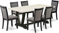 East West Furniture V627MZ650-7 7 Piece Dining Table Set Consist of a Rectangle Kitchen Table with V-Legs and 6 Dark Gotham Grey Linen Fabric Parson Chairs, 40x72 Inch, Multi-Color