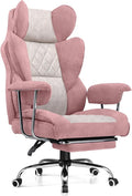 COMHOMA Big and Tall Office Chair, High Back Leather Gaming Chair with Footrest, Executive Ergonomic Office Chair with Pocket Spring Lumbar Support and with Outward Fixed Soft Armrests