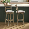 Armen Living Blair 26 in. Putty Brown Counter Height Rubberwood Swivel Barstool with Cream Fabric Seat - Set of 2