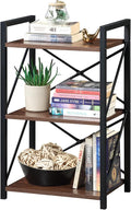 3 Tiers Bookshelf, Home Office Bookcase Shelf Storage Organizer for Bedroom, Living Room and Home Office, Walnut Brown(Small)