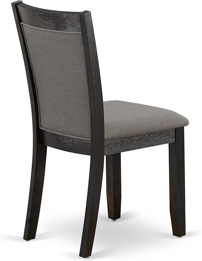 East West Furniture X677MZ650-9 9 Piece Dining Set Includes a Rectangle Dining Room Table with X-Legs and 8 Dark Gotham Grey Linen Fabric Upholstered Chairs, 40x72 Inch, Multi-Color