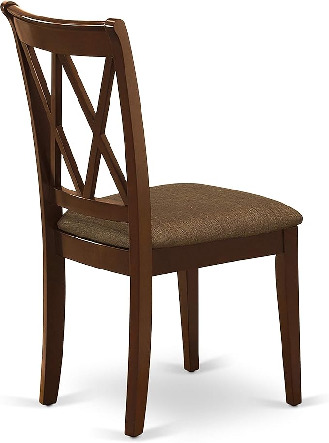 East West Furniture DUCL7-MAH-C 7 Piece Dining Set Consist of a Rectangle Dinner Table and 6 Linen Fabric Kitchen Dining Chairs, 36x60 Inch, Mahogany
