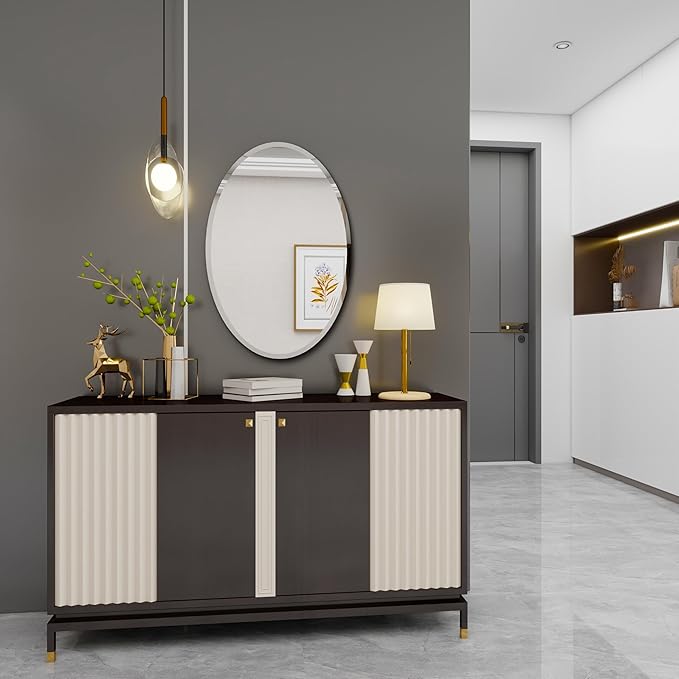 Oval Bathroom Mirror, 32X48 inch Oval Frameless Mirror, Frameless Mirrors for Bathroom,Beveled Bathroom Mirror.