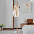 Coat Rack Freestanding, Metal Wooden Coat Tree with 6 Hooks, Heavy Duty Coat Hanger Stand with Resin and Stainless Steel Base, Free Standing Hall Tree for Scarf, Bag, Jacket (Metal)